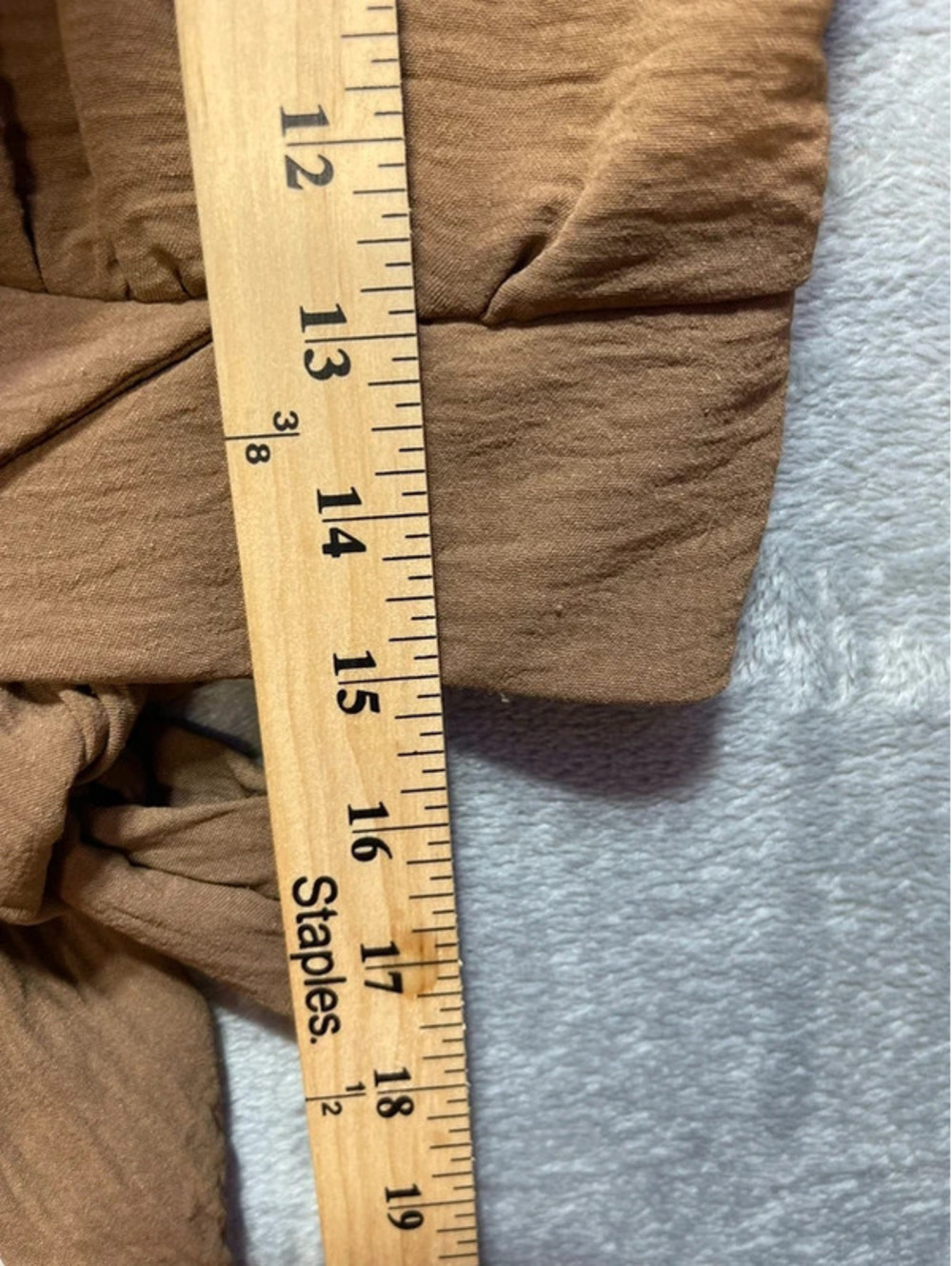 Altar'd State Womens Crop Top Brown Puff Sleeve Back Tie Small - Picture 9 of 10